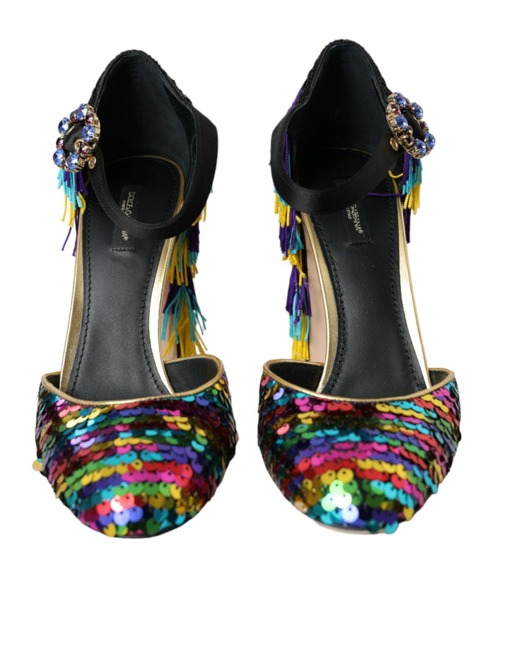 Chaussures Mary Jane à Paillettes Multicolores et Cristaux Dolce & Gabbana