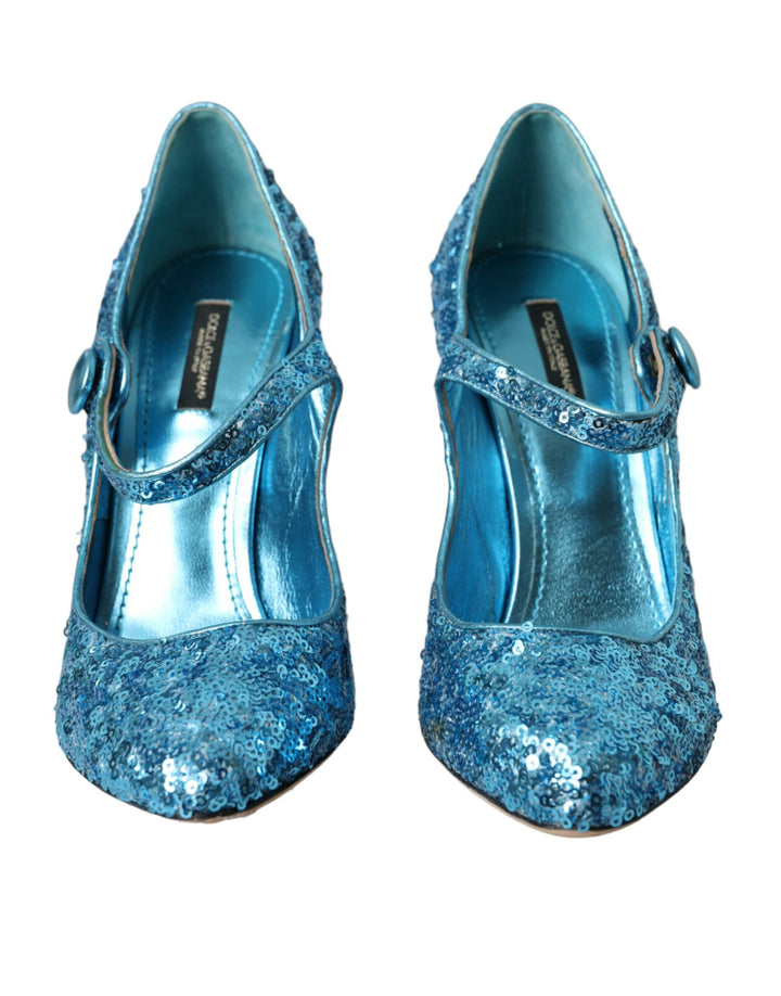 Escarpins à talons hauts Mary Jane Dolce & Gabbana à sequins bleus