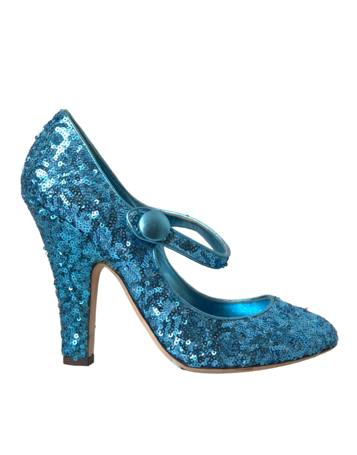 Escarpins à talons hauts Mary Jane Dolce & Gabbana à sequins bleus