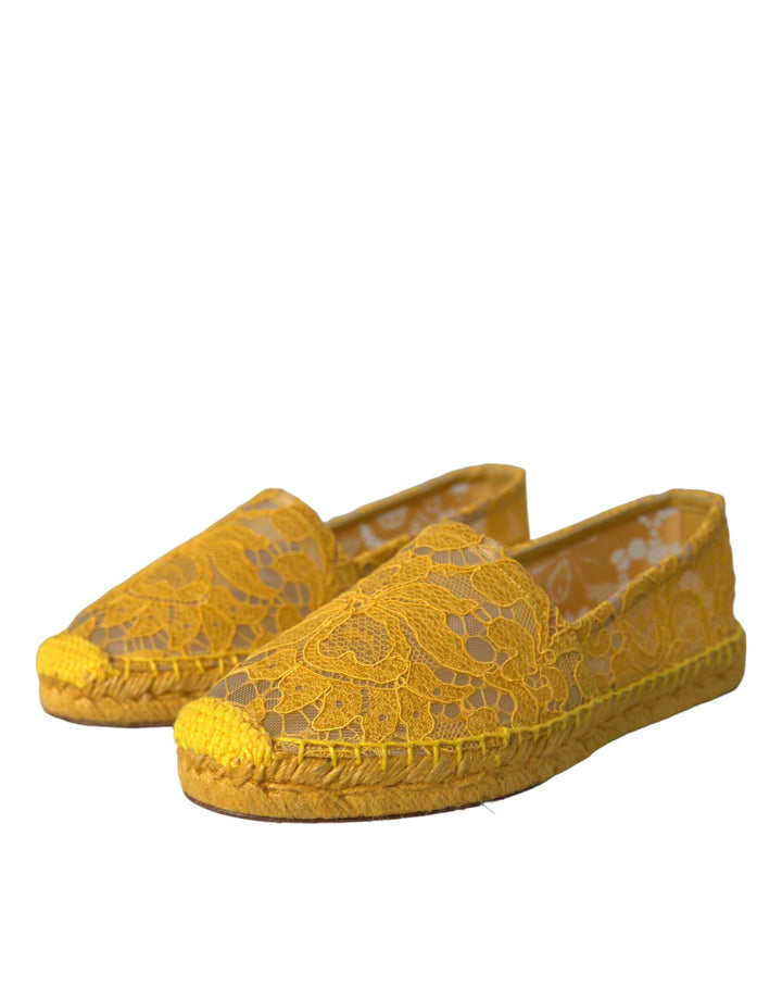 Mocassins espadrilles plats en dentelle Taormina jaune Dolce & Gabbana