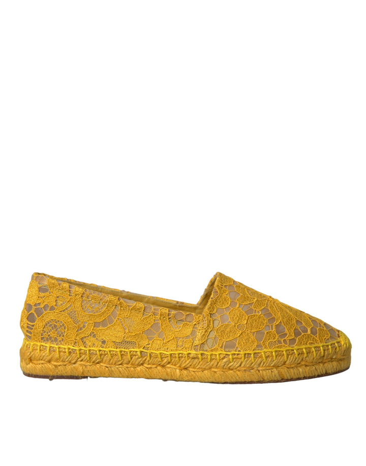 Mocassins espadrilles plats en dentelle Taormina jaune Dolce & Gabbana