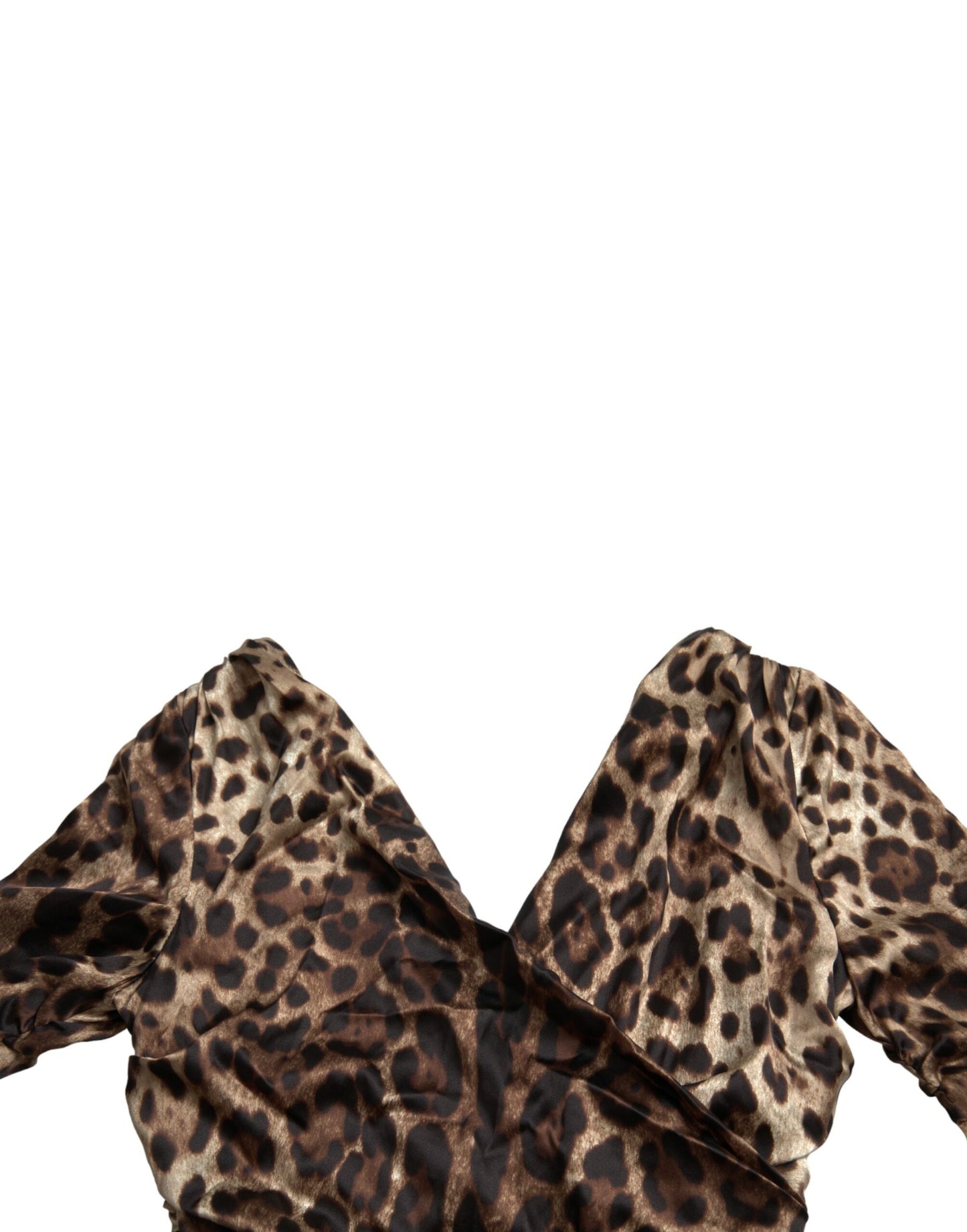 Vestido midi ajustado con estampado de leopardo marrón y escote en V de Dolce & Gabbana