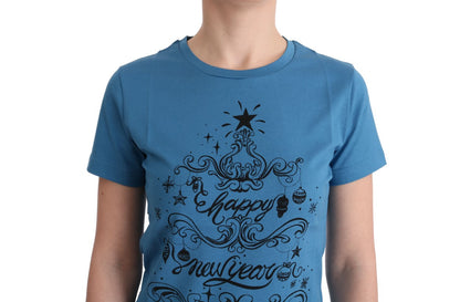 T-shirt en coton bleu à motif Dolce & Gabbana 2017
