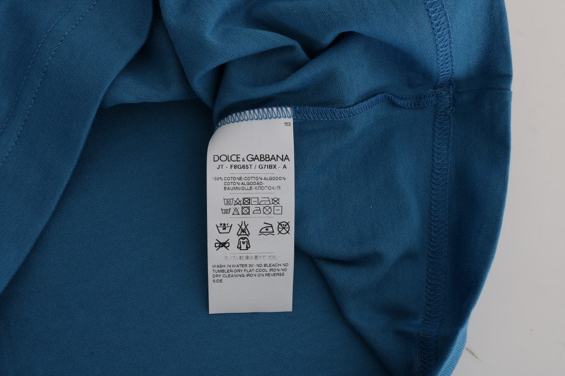 T-shirt en coton bleu à motif Dolce & Gabbana 2017