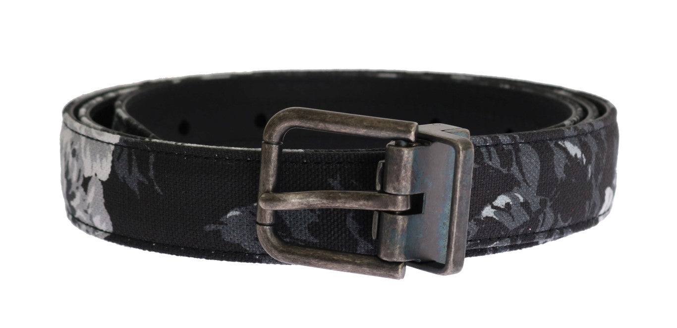 Ceinture Dolce & Gabbana en lin et cuir de caïman noire