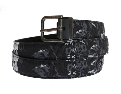 Ceinture Dolce & Gabbana en lin et cuir de caïman noire