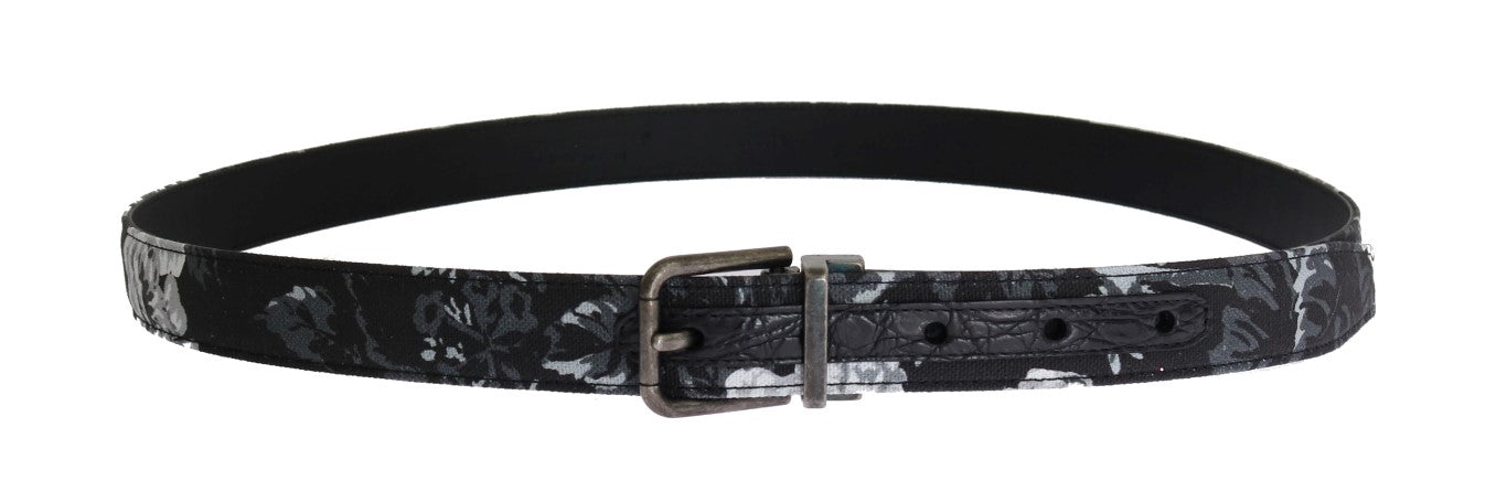 Ceinture Dolce & Gabbana en lin et cuir de caïman noire