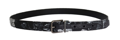 Ceinture Dolce & Gabbana en lin et cuir de caïman noire