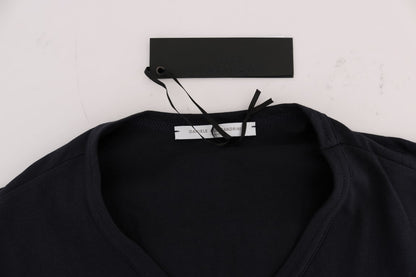 Daniele Alessandrini Blue Cotton V-neck T-Shirt