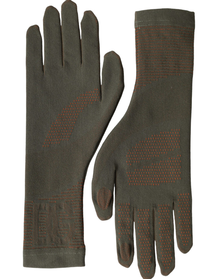 Dolce & Gabbana Gants courts en coton stretch marron