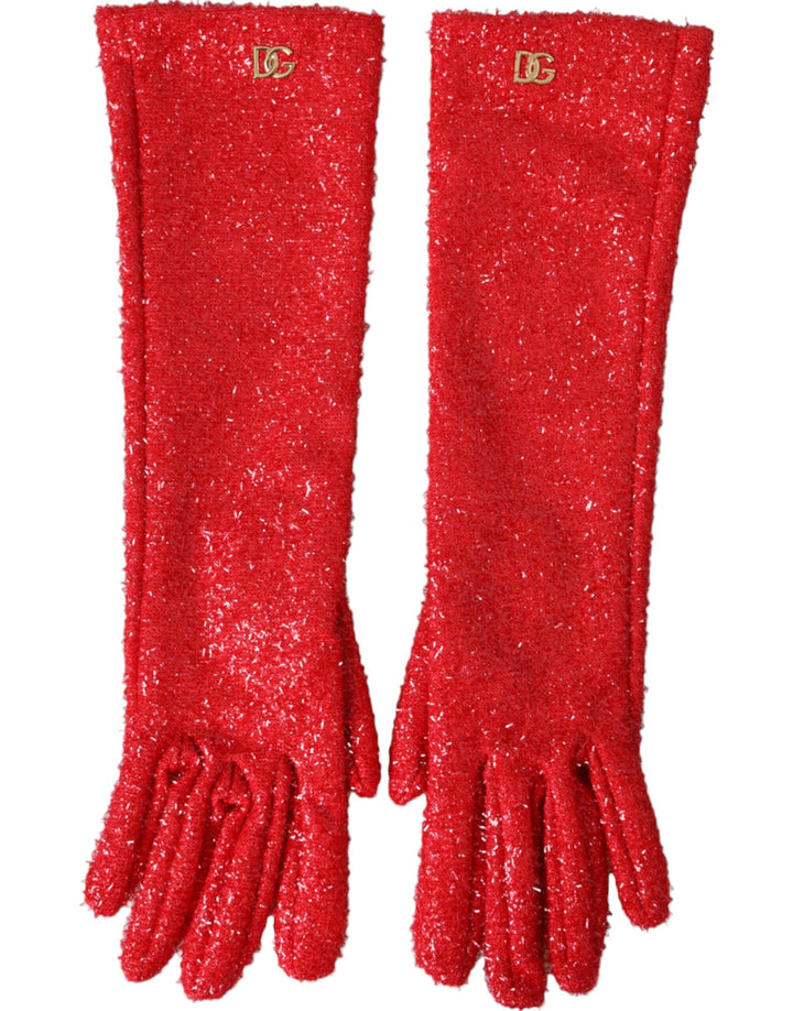Gants Dolce & Gabbana en lurex rouge Fantasia mi-longueur