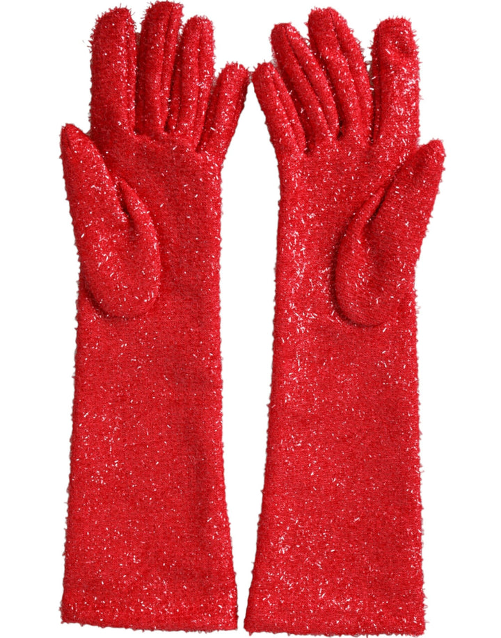 Gants Dolce & Gabbana en lurex rouge Fantasia mi-longueur