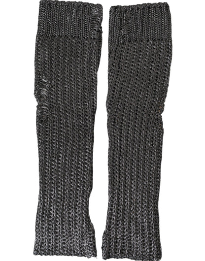 Gants sans doigts tricotés en viscose gris Dolce & Gabbana