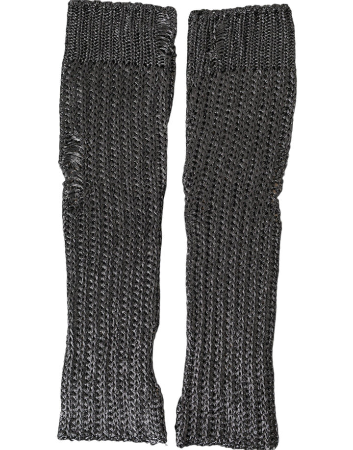 Gants sans doigts tricotés en viscose gris Dolce & Gabbana
