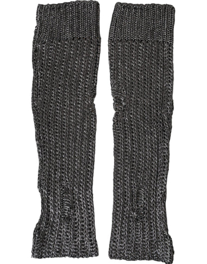 Gants sans doigts tricotés en viscose gris Dolce & Gabbana