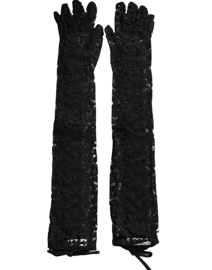 Dolce & Gabbana Gants Coude en Dentelle Taormina Noire