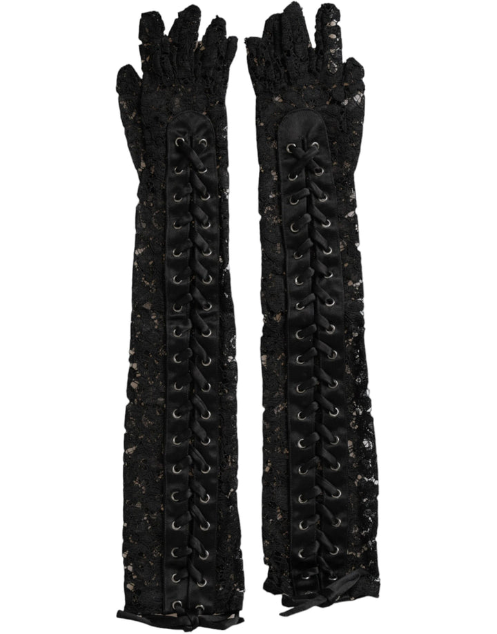 Dolce & Gabbana Gants Coude en Dentelle Taormina Noire