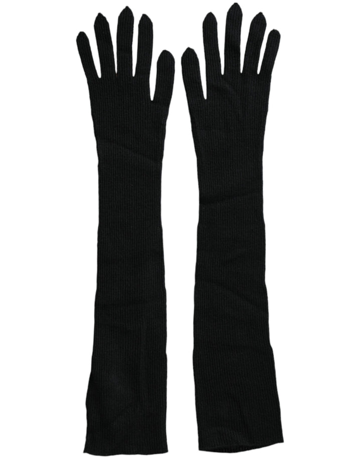 Gants Dolce & Gabbana noirs en cachemire tricoté longueur coude