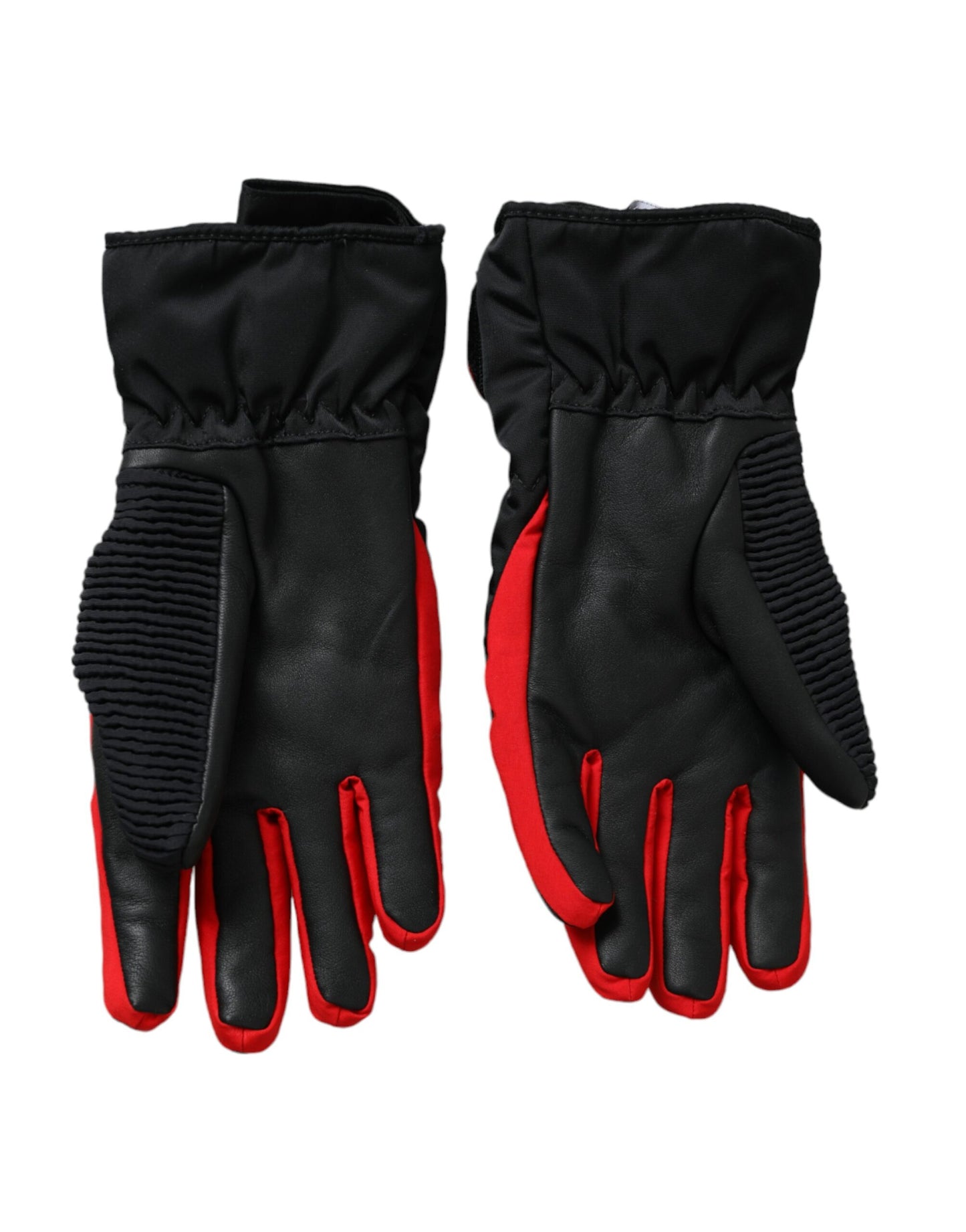Gants Dolce & Gabbana en nylon noir et rouge de longueur poignet