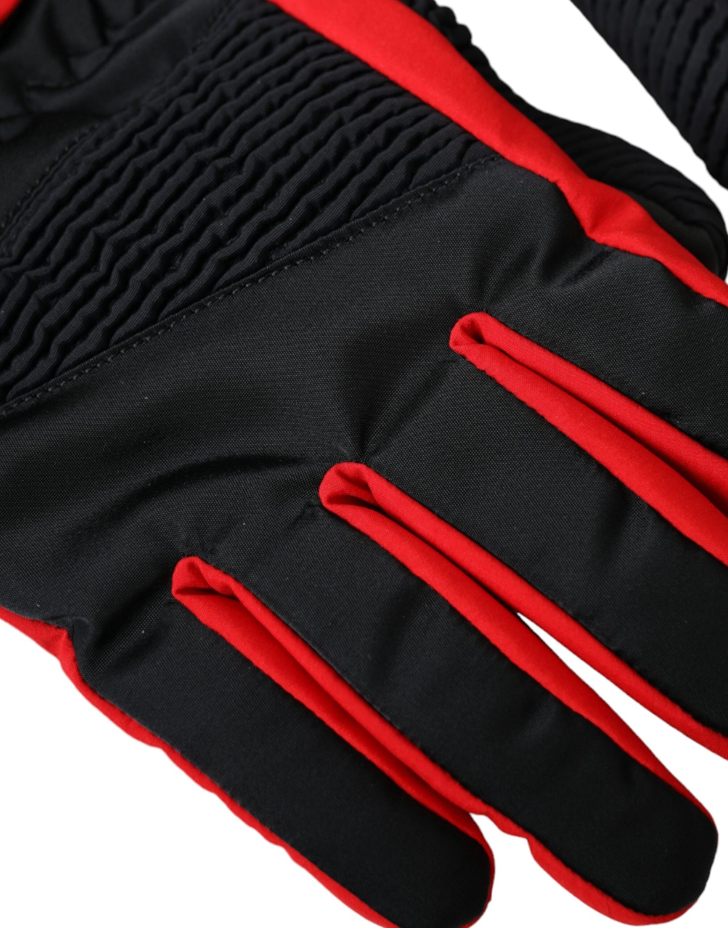 Gants Dolce & Gabbana en nylon noir et rouge de longueur poignet