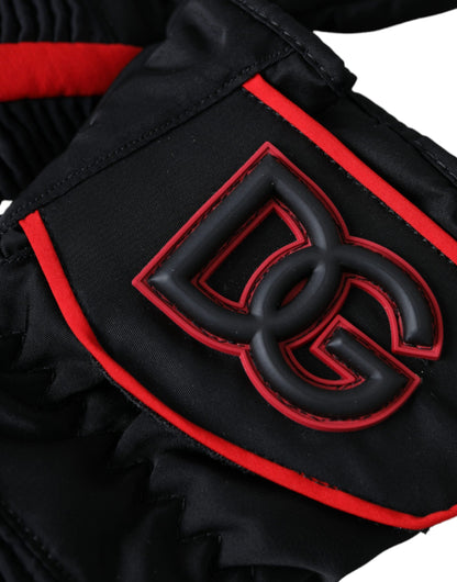 Gants Dolce & Gabbana en nylon noir et rouge de longueur poignet