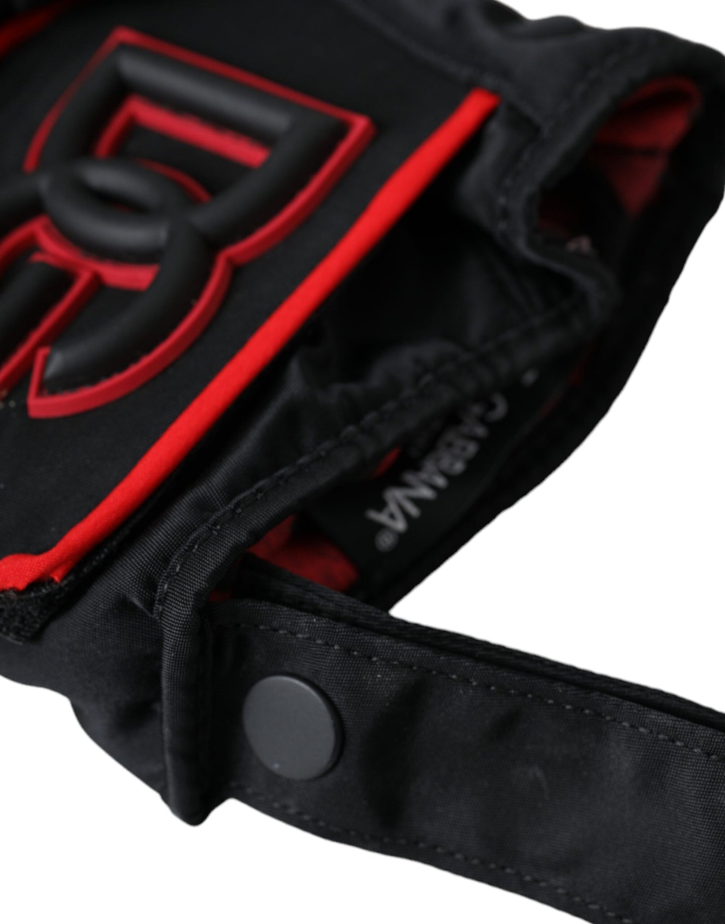 Gants Dolce & Gabbana en nylon noir et rouge de longueur poignet