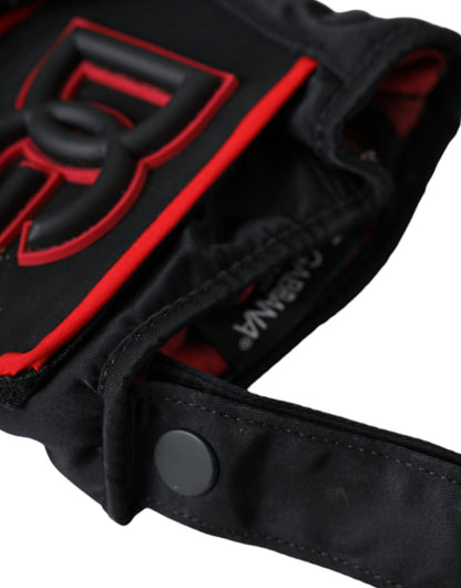 Gants Dolce & Gabbana en nylon noir et rouge de longueur poignet