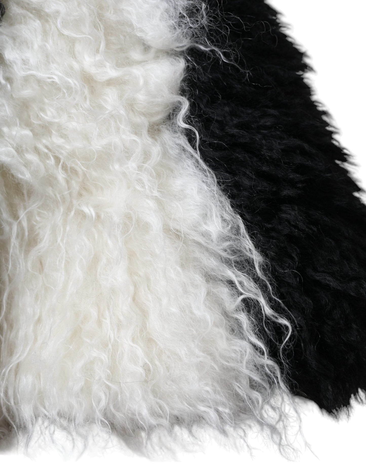 Bob en fourrure mohair rayé noir et blanc Dolce & Gabbana
