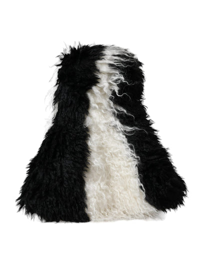 Bob en fourrure mohair rayé noir et blanc Dolce & Gabbana