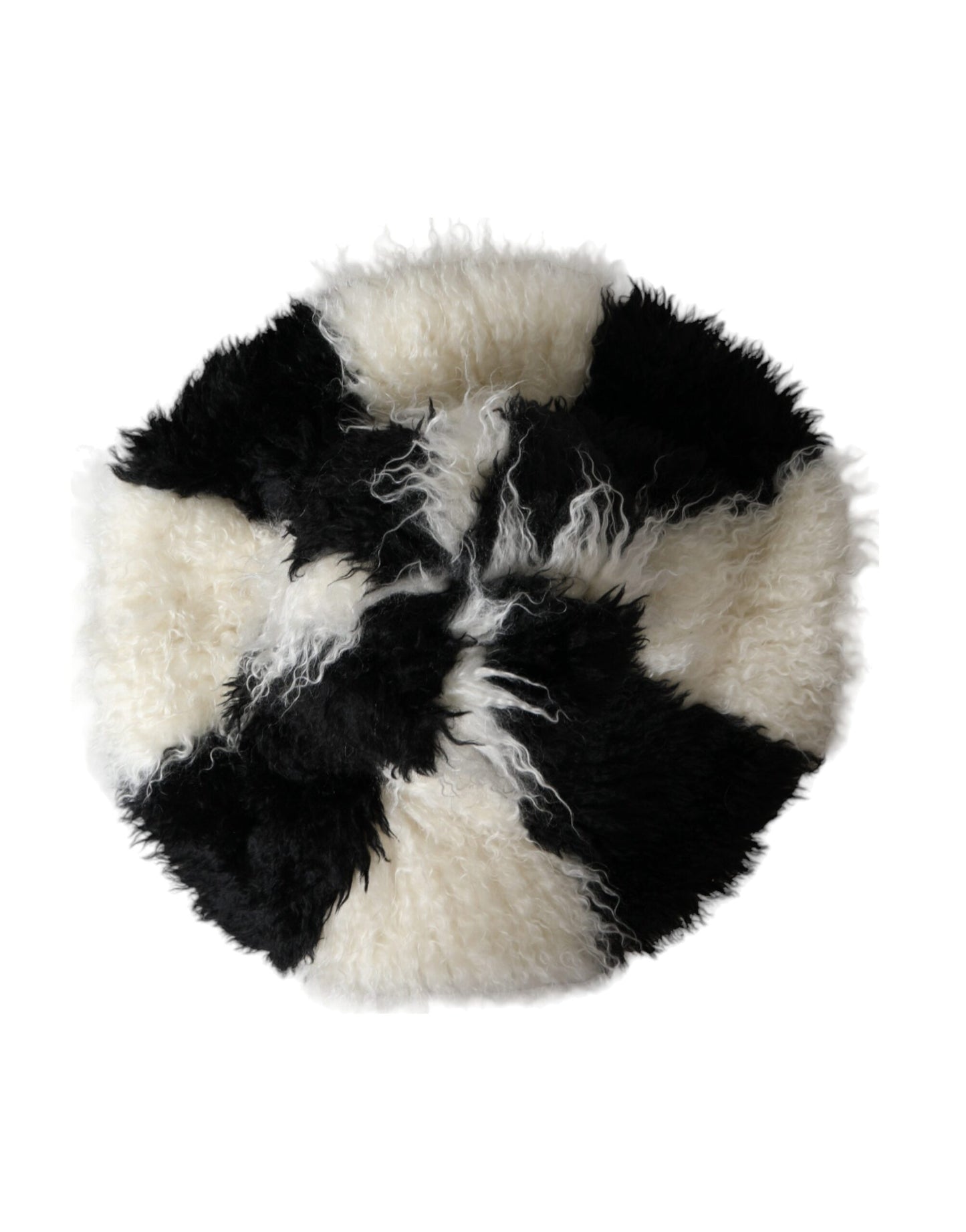 Bob en fourrure mohair rayé noir et blanc Dolce & Gabbana
