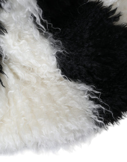 Bob en fourrure mohair rayé noir et blanc Dolce & Gabbana