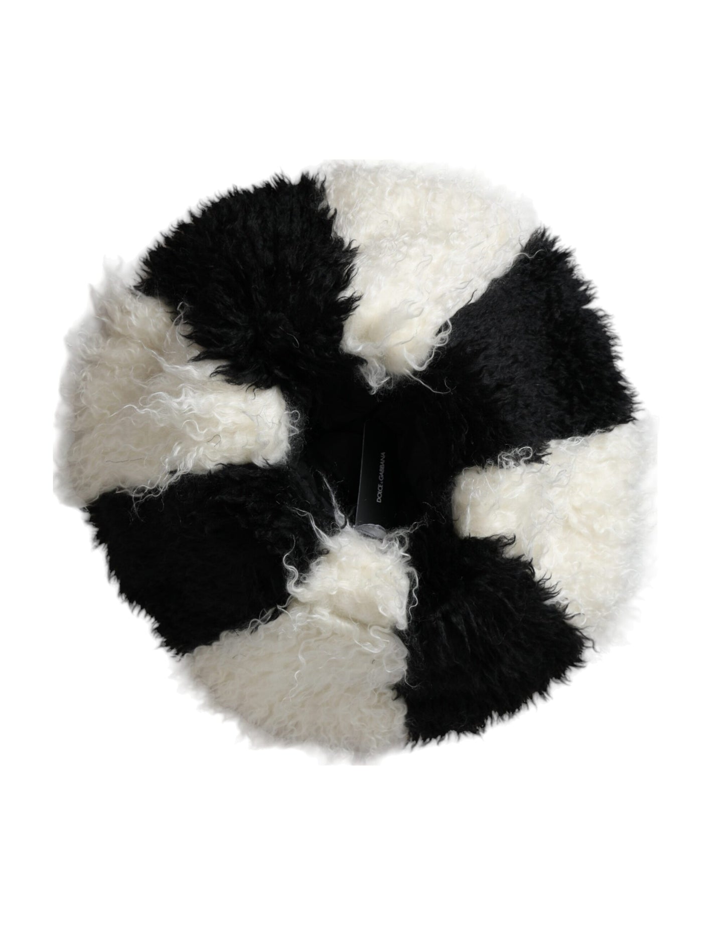 Bob en fourrure mohair rayé noir et blanc Dolce & Gabbana