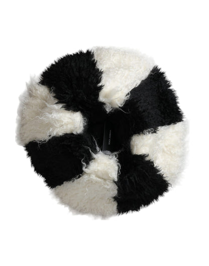 Bob en fourrure mohair rayé noir et blanc Dolce & Gabbana