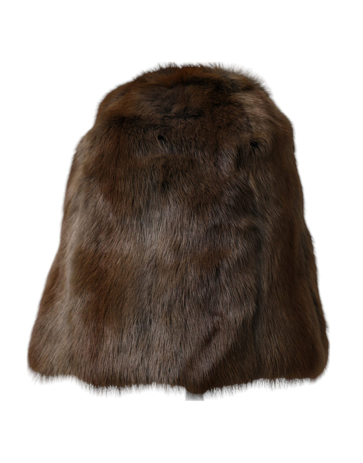 Gorro de cachemir para mujer Dolce & Gabbana de piel de visón marrón