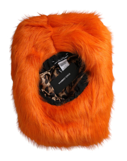 Gorro fedora de poliéster de piel sintética naranja Dolce & Gabbana