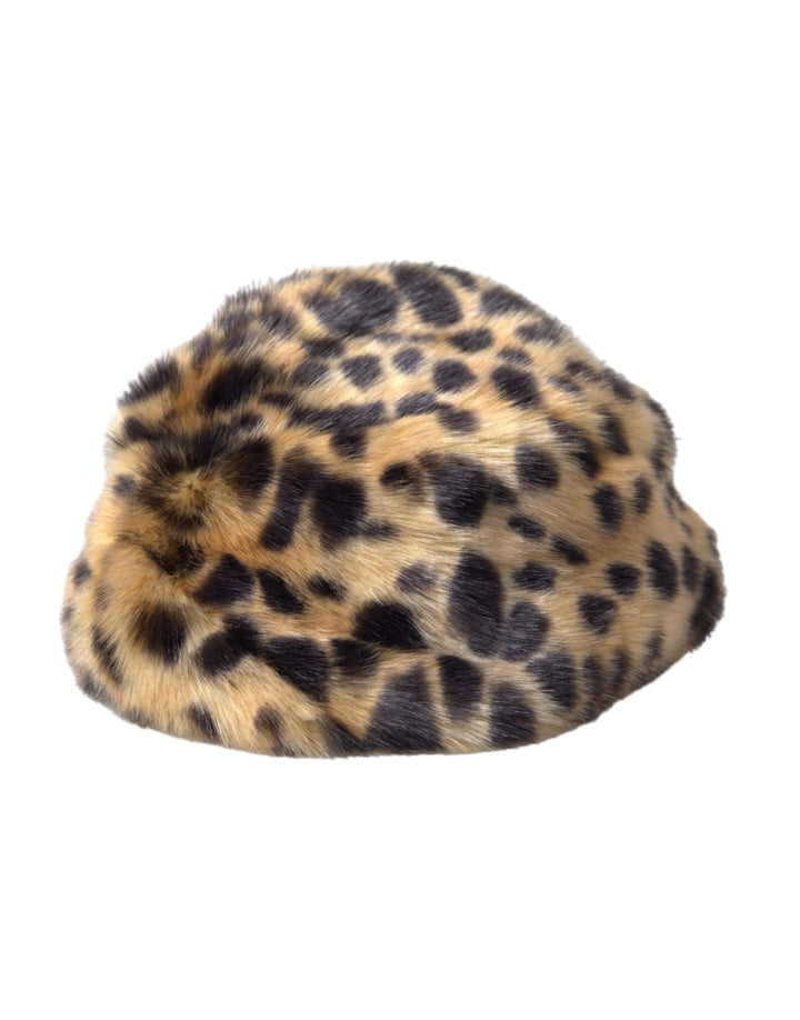 Sombrero de cubo para mujer Dolce & Gabbana de piel de leopardo marrón