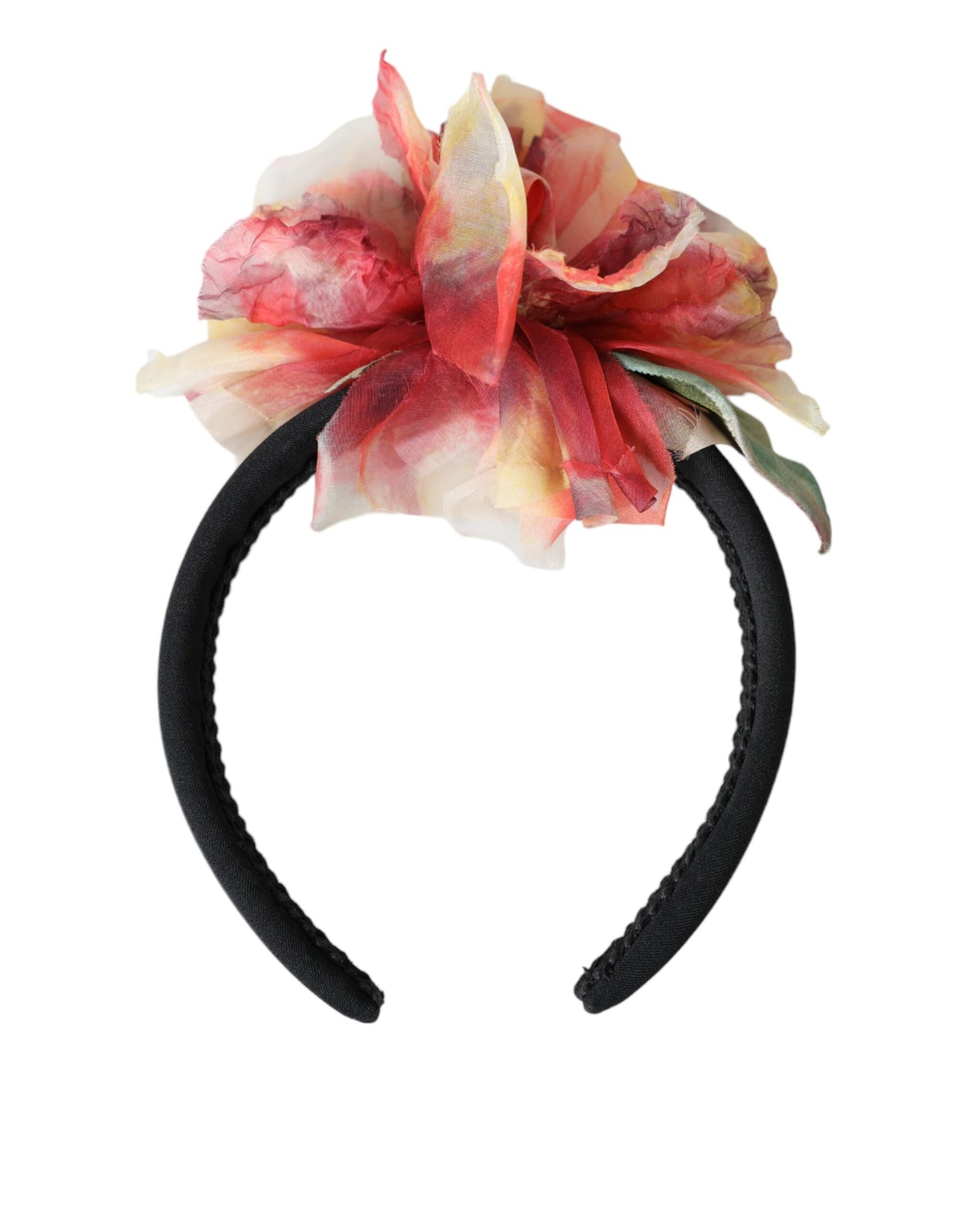 Serre-tête diadème Dolce & Gabbana en soie rose à fleurs et tiares noires pour femme