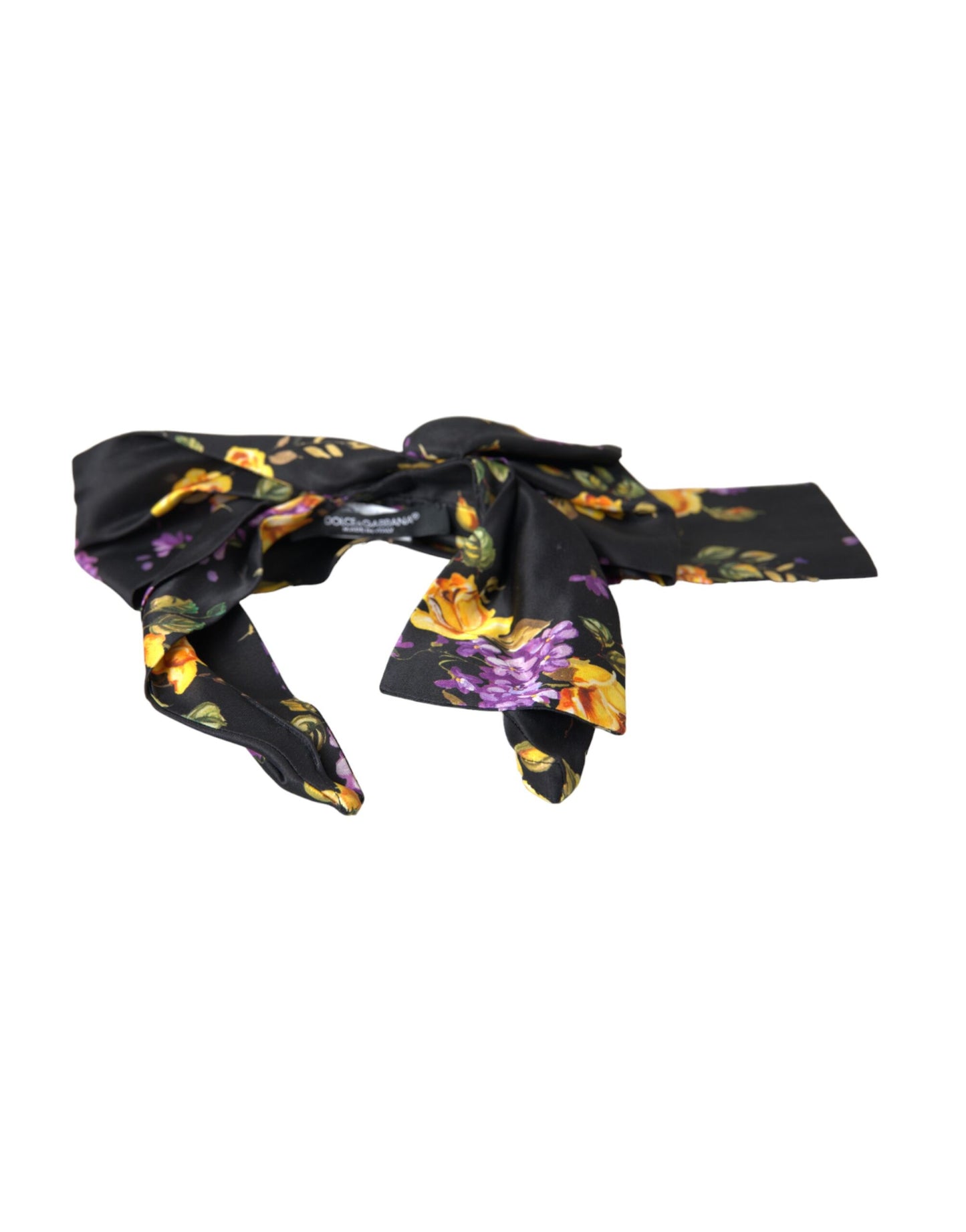 Serre-tête diadème Dolce & Gabbana en soie noire orné d'appliques florales pour femme