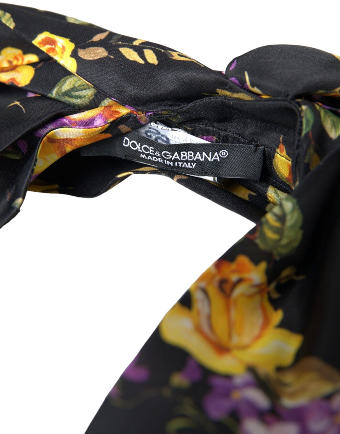 Serre-tête diadème Dolce & Gabbana en soie noire orné d'appliques florales pour femme