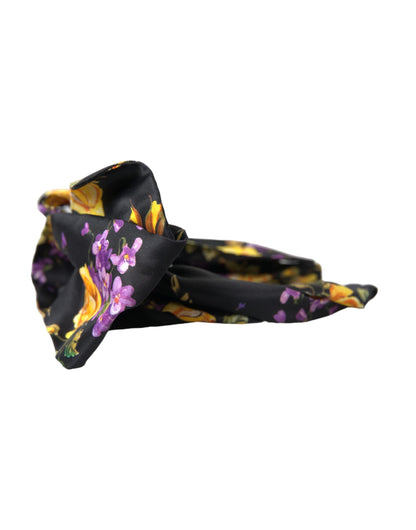 Serre-tête diadème Dolce & Gabbana en soie noire orné d'appliques florales pour femme