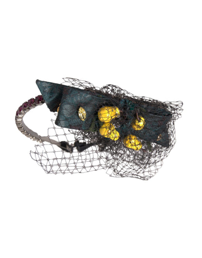 Serre-tête diadème Dolce & Gabbana en cristal violet motif citrons noirs Sicile