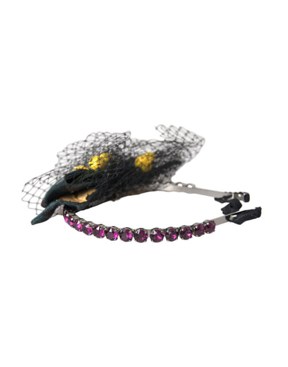 Serre-tête diadème Dolce & Gabbana en cristal violet motif citrons noirs Sicile