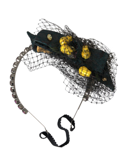 Serre-tête diadème Dolce & Gabbana en cristal violet motif citrons noirs Sicile