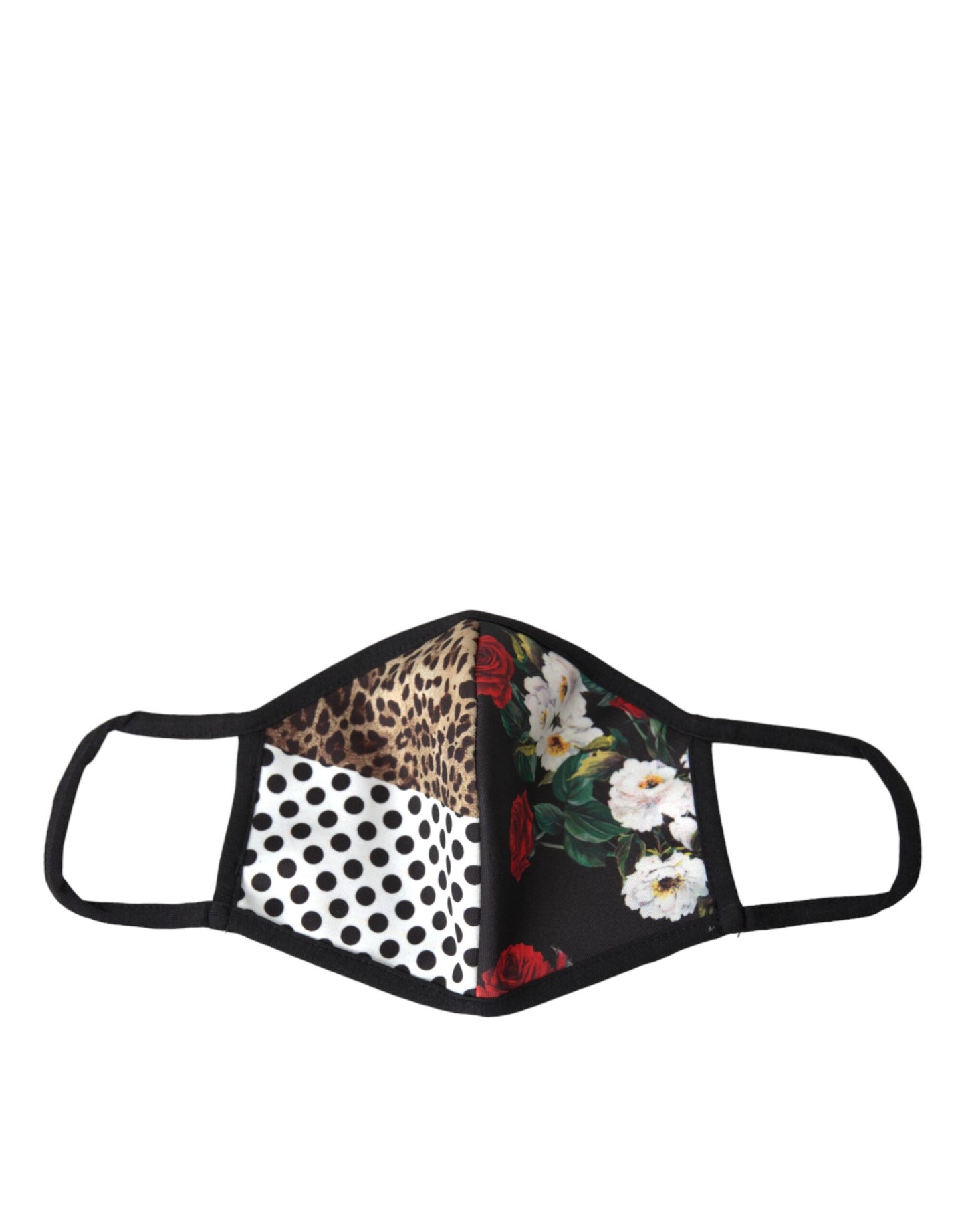 Mascarilla con estampado de leopardo multicolor y flores de Dolce & Gabbana con tiras elásticas para las orejas