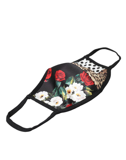 Mascarilla con estampado de leopardo multicolor y flores de Dolce & Gabbana con tiras elásticas para las orejas