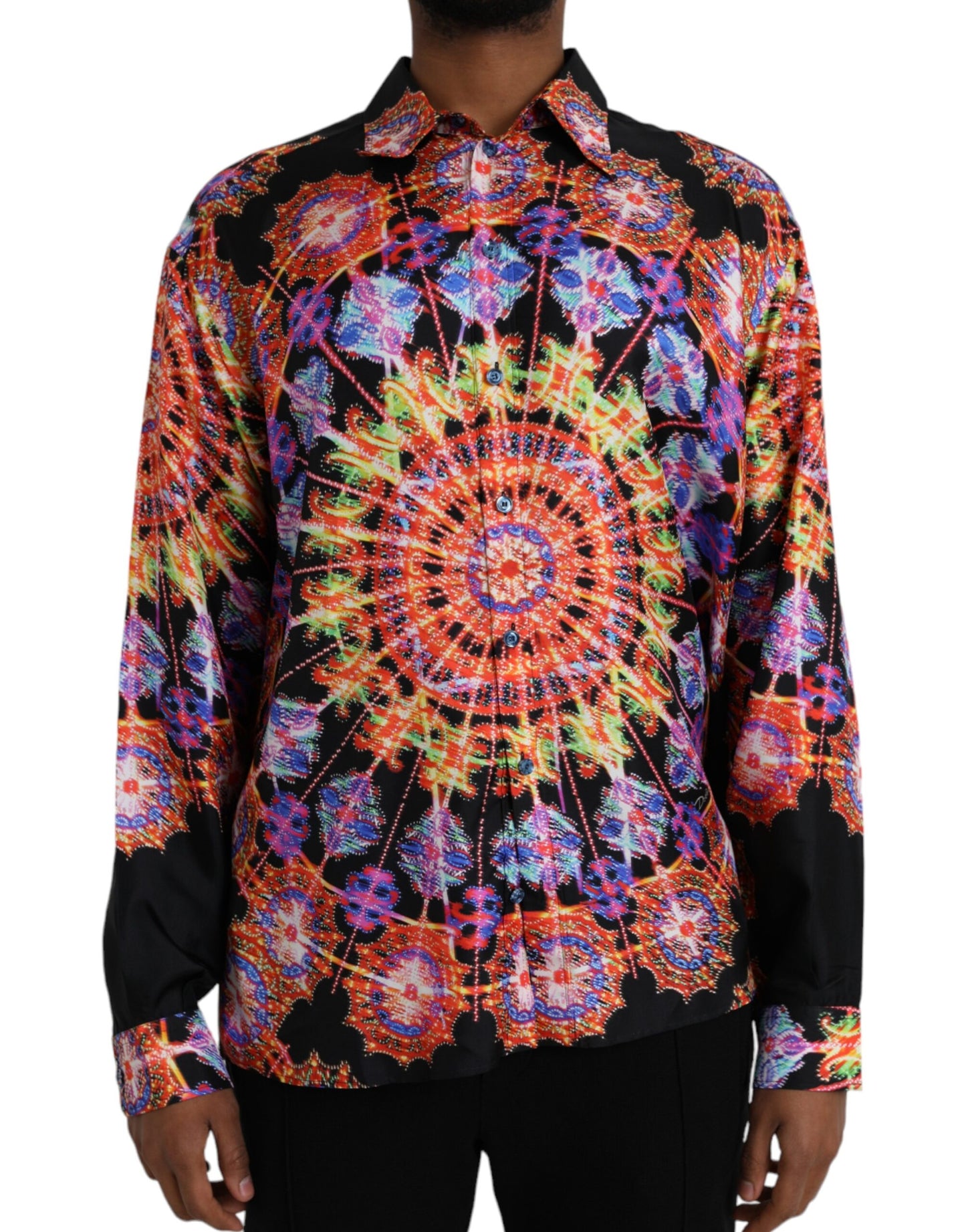 Chemise Décontractée Homme en Soie Multicolor Luminarie Dolce & Gabbana