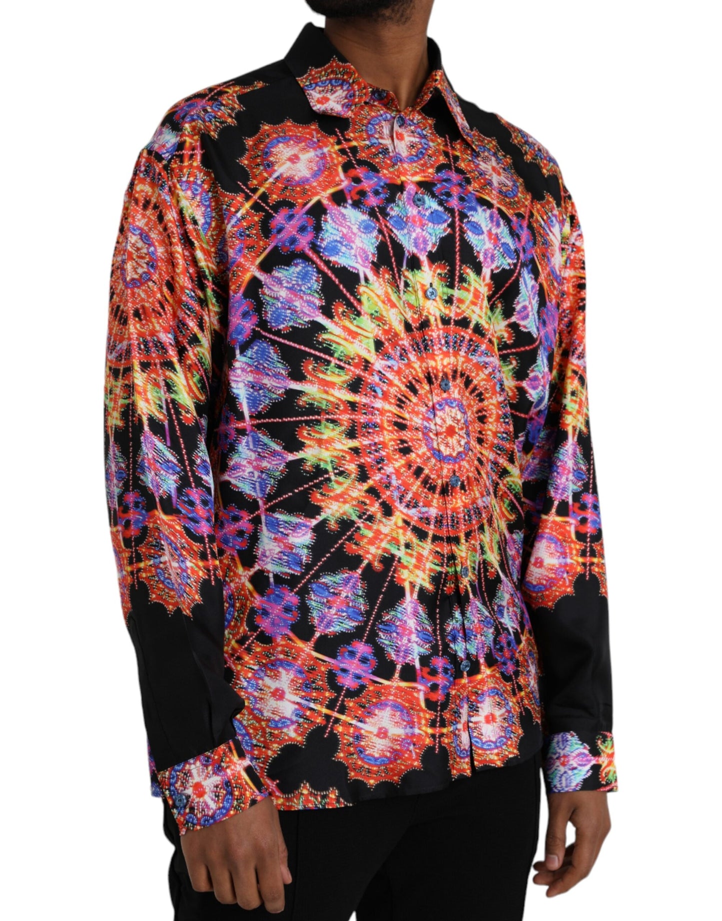 Chemise Décontractée Homme en Soie Multicolor Luminarie Dolce & Gabbana