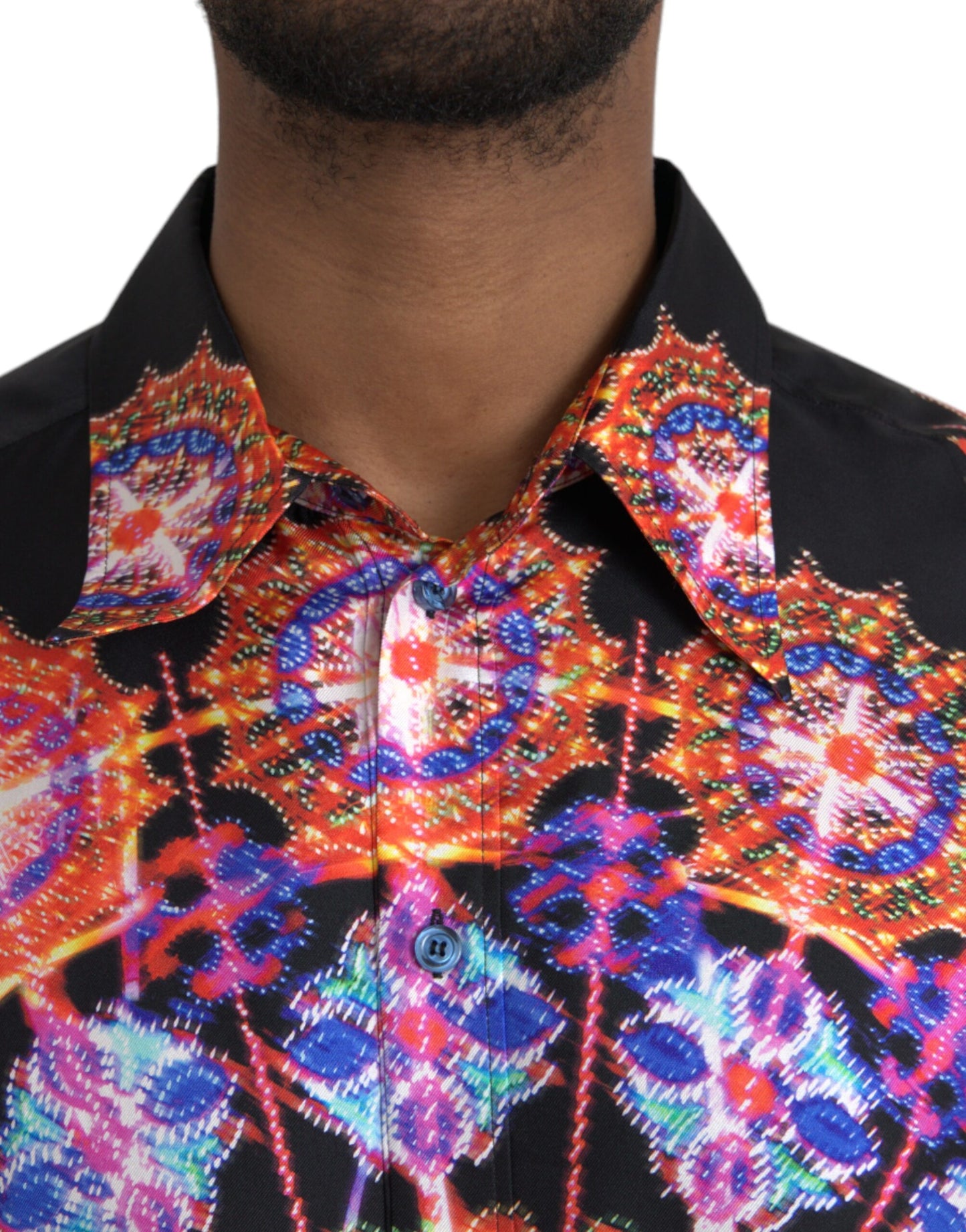 Chemise Décontractée Homme en Soie Multicolor Luminarie Dolce & Gabbana