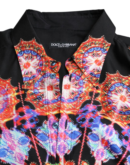 Chemise Décontractée Homme en Soie Multicolor Luminarie Dolce & Gabbana