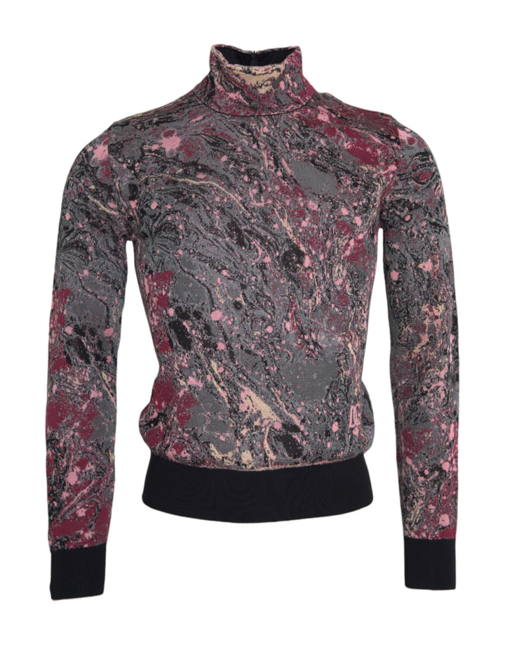 Suéter de cuello alto con estampado gráfico multicolor Dolce & Gabbana para hombre